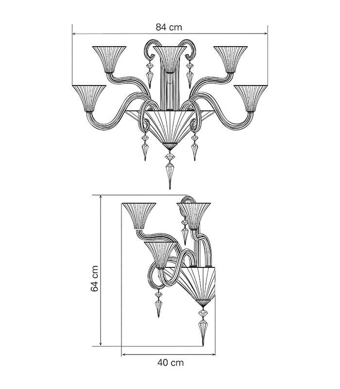 ARANDELA MILLE NUITS 5L - DIMENSÕES