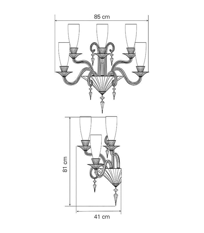 ARANDELA MILLE NUITS 5L PV - DIMENSÕES