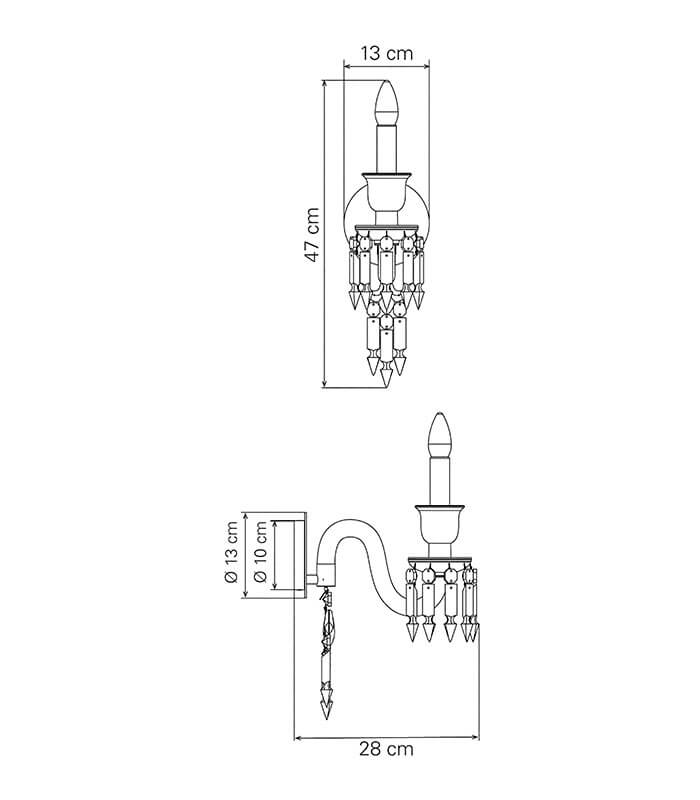 ARANDELA ZENITH 1L - DIMENSÕES